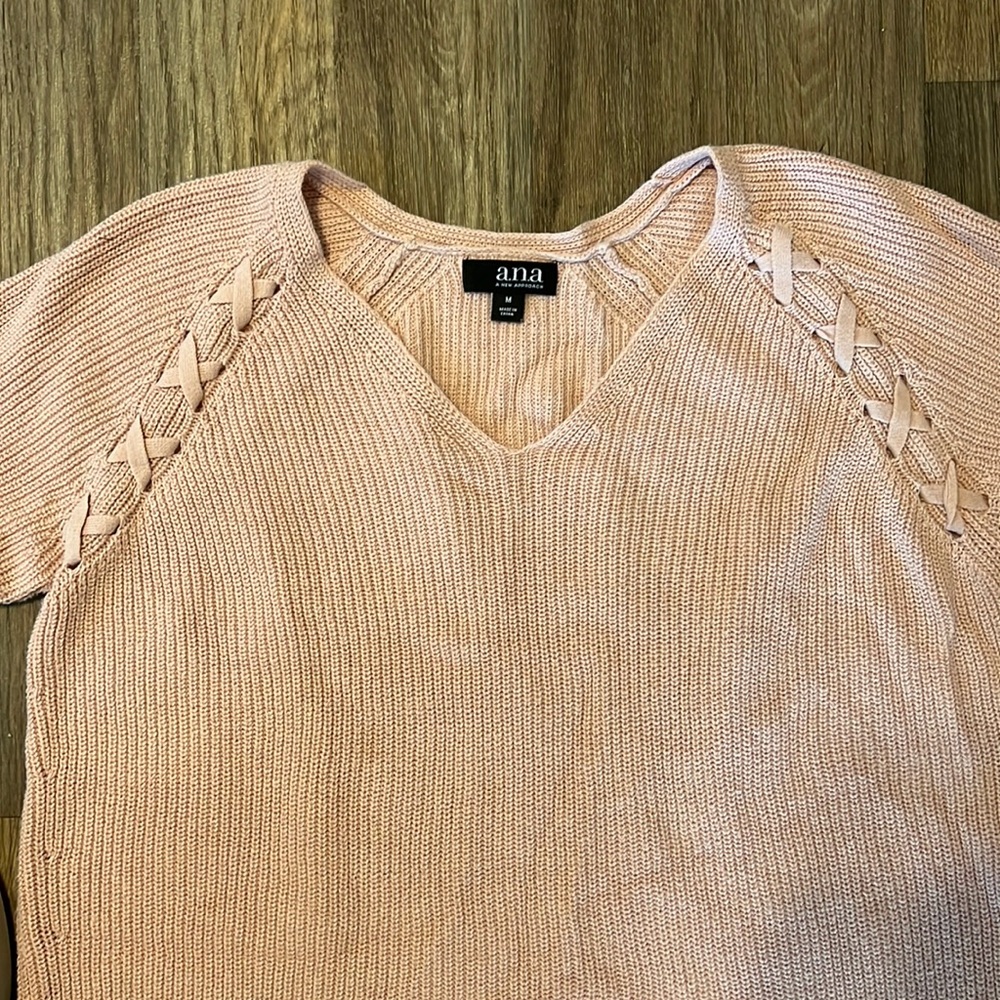 a.n.a. Light Pink V-Neck Ribbon Sweater - Picture 7 of 12